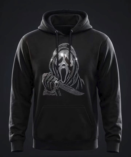 Ghostface Rhinestone Hoodie – "What's Your Favorite Scary Movie?"