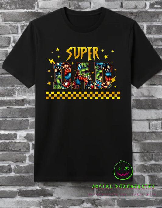 Super Dad Front & Back Graphic Tee /Batman