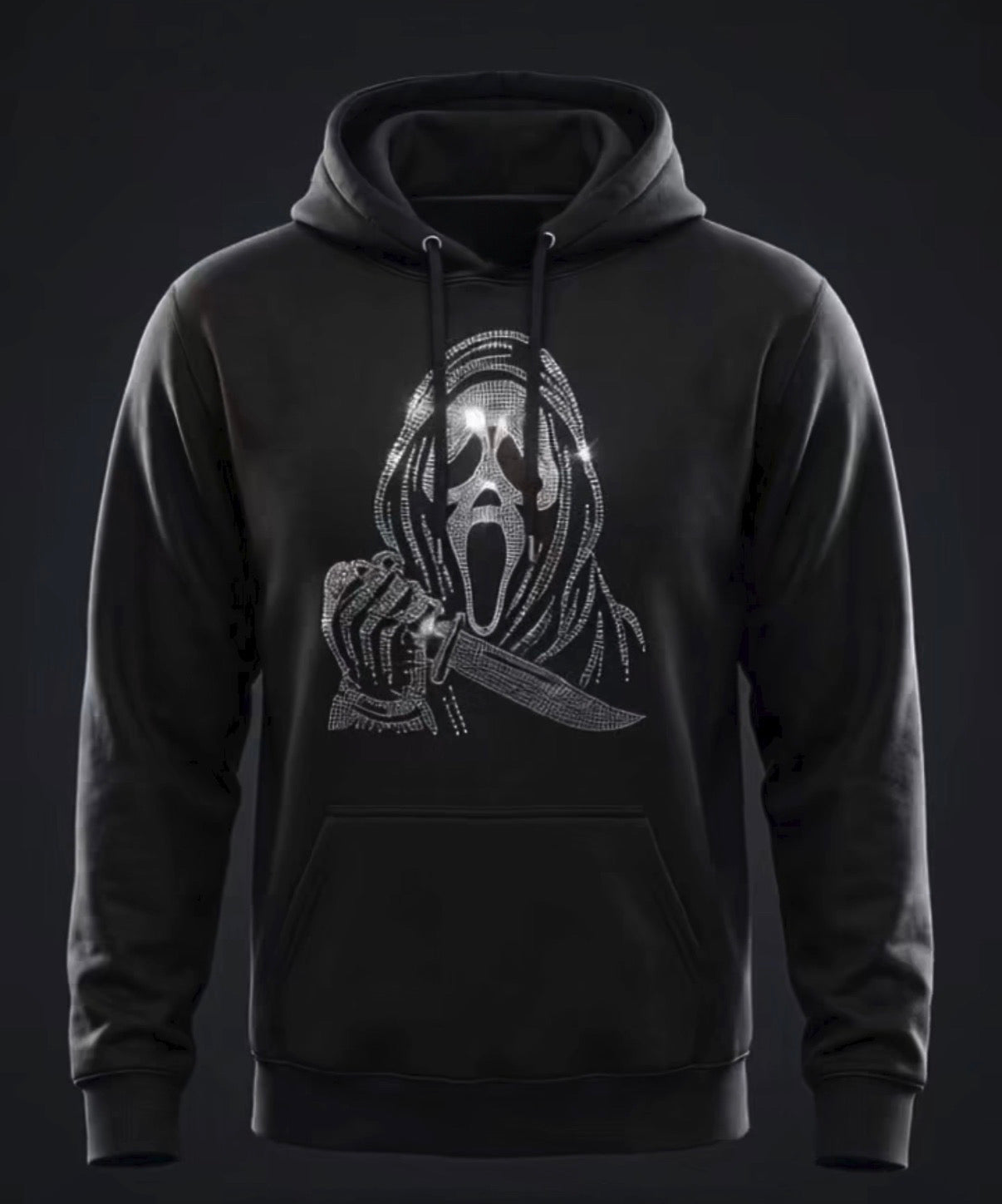 Ghostface Rhinestone Hoodie – "What's Your Favorite Scary Movie?"