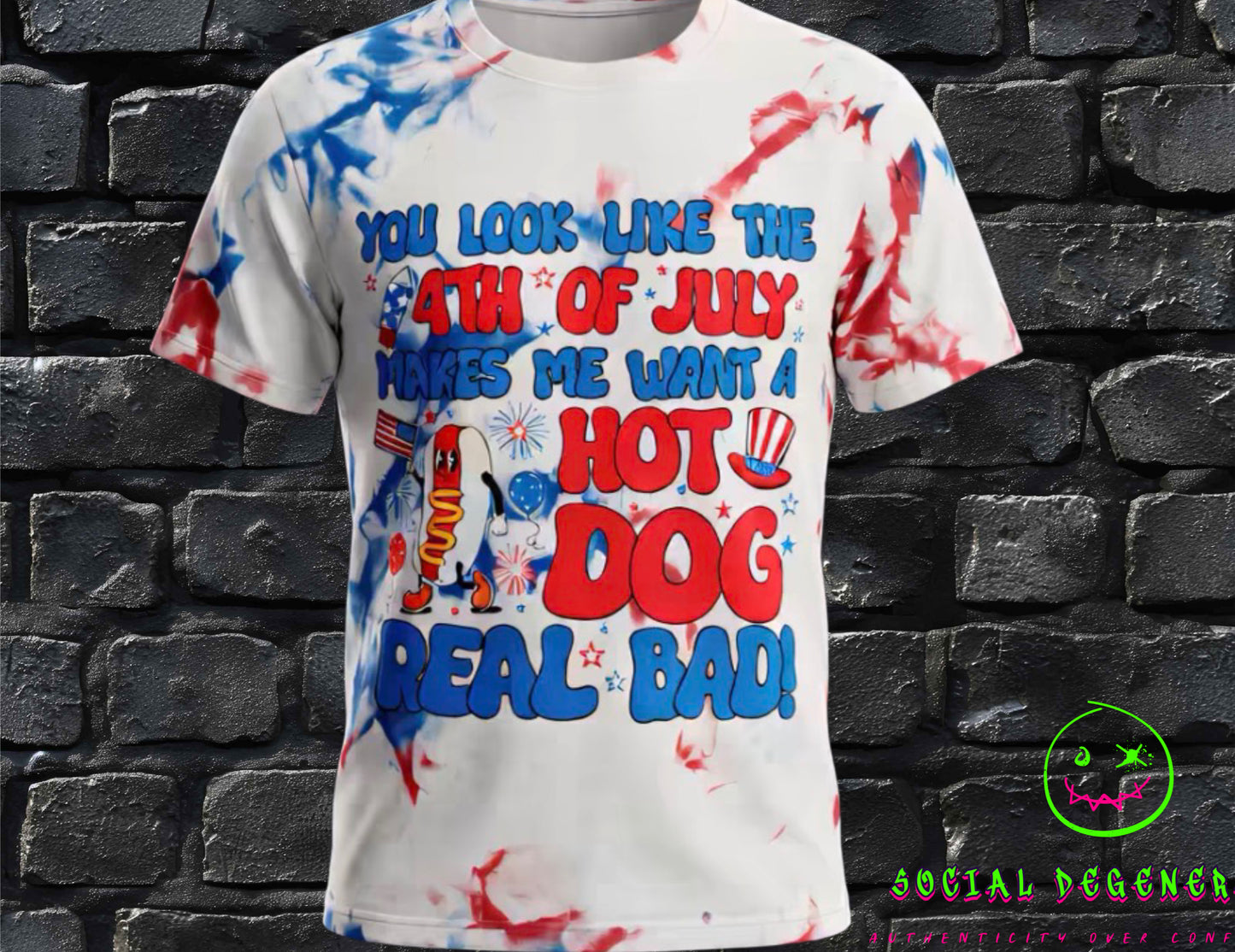 "Hot Dog Real Bad" Tee: Patriotic Chaos, Served Daily