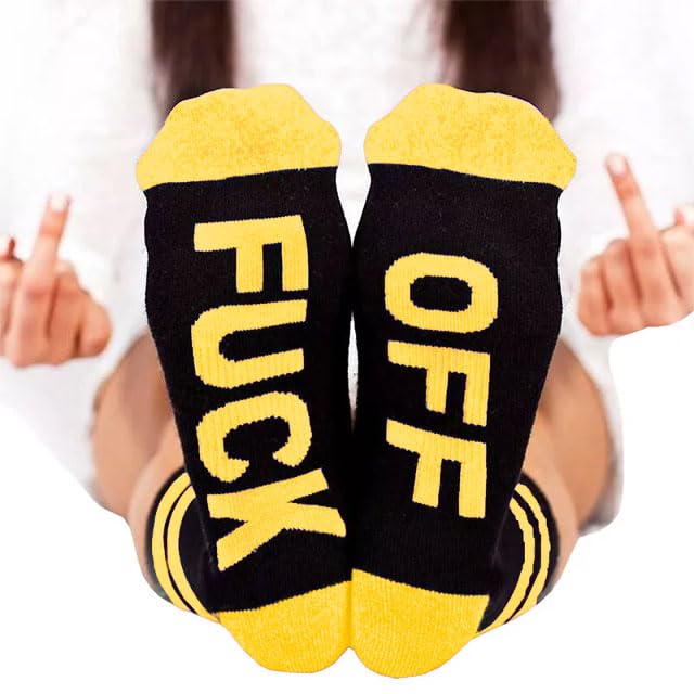 Fuck Off Socks Funny Funky Cotton Novelty Casual Crew Socks For Women Men Dress Tube Stocking Christmas Gifts