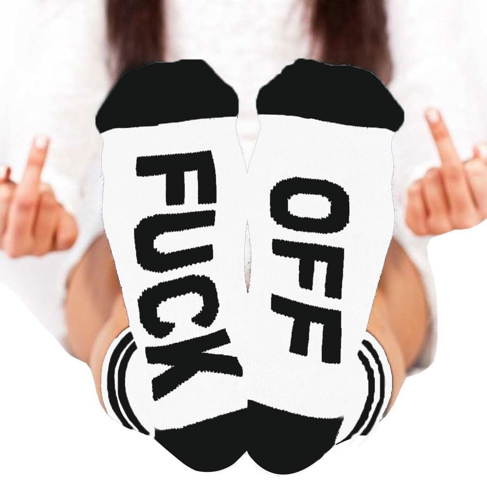 Fuck Off Socks Funny Funky Cotton Novelty Casual Crew Socks For Women Men Dress Tube Stocking Christmas Gifts