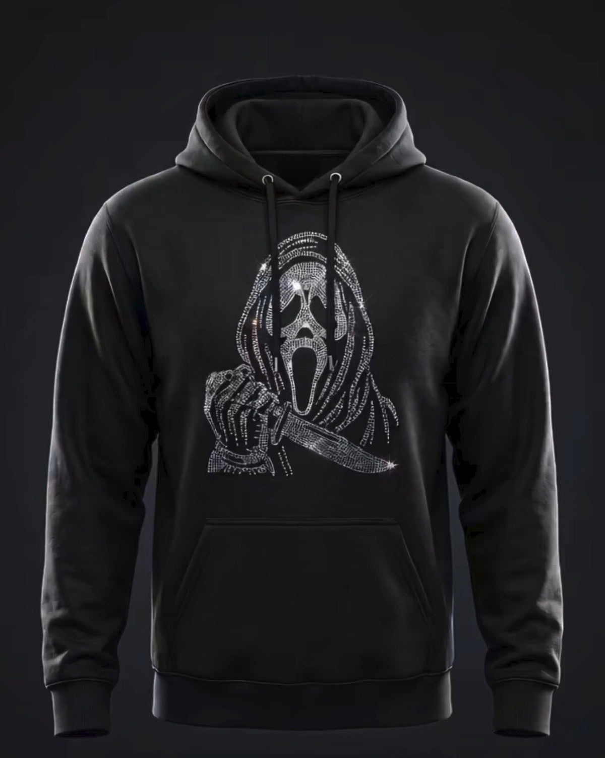 Ghostface Rhinestone Hoodie – "What's Your Favorite Scary Movie?"