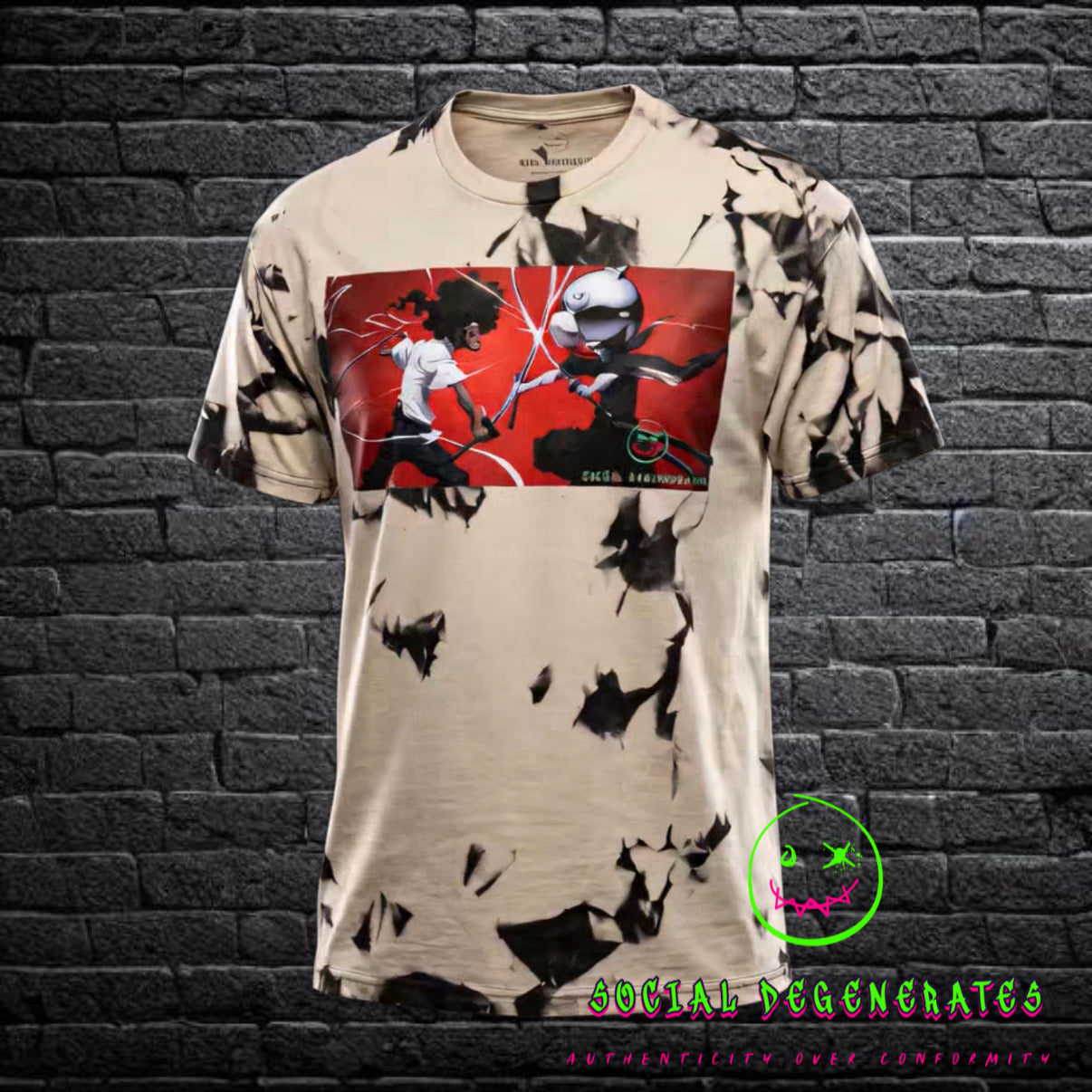 "The Clash" Afro Samurai Custom Bleach-Wash Tee