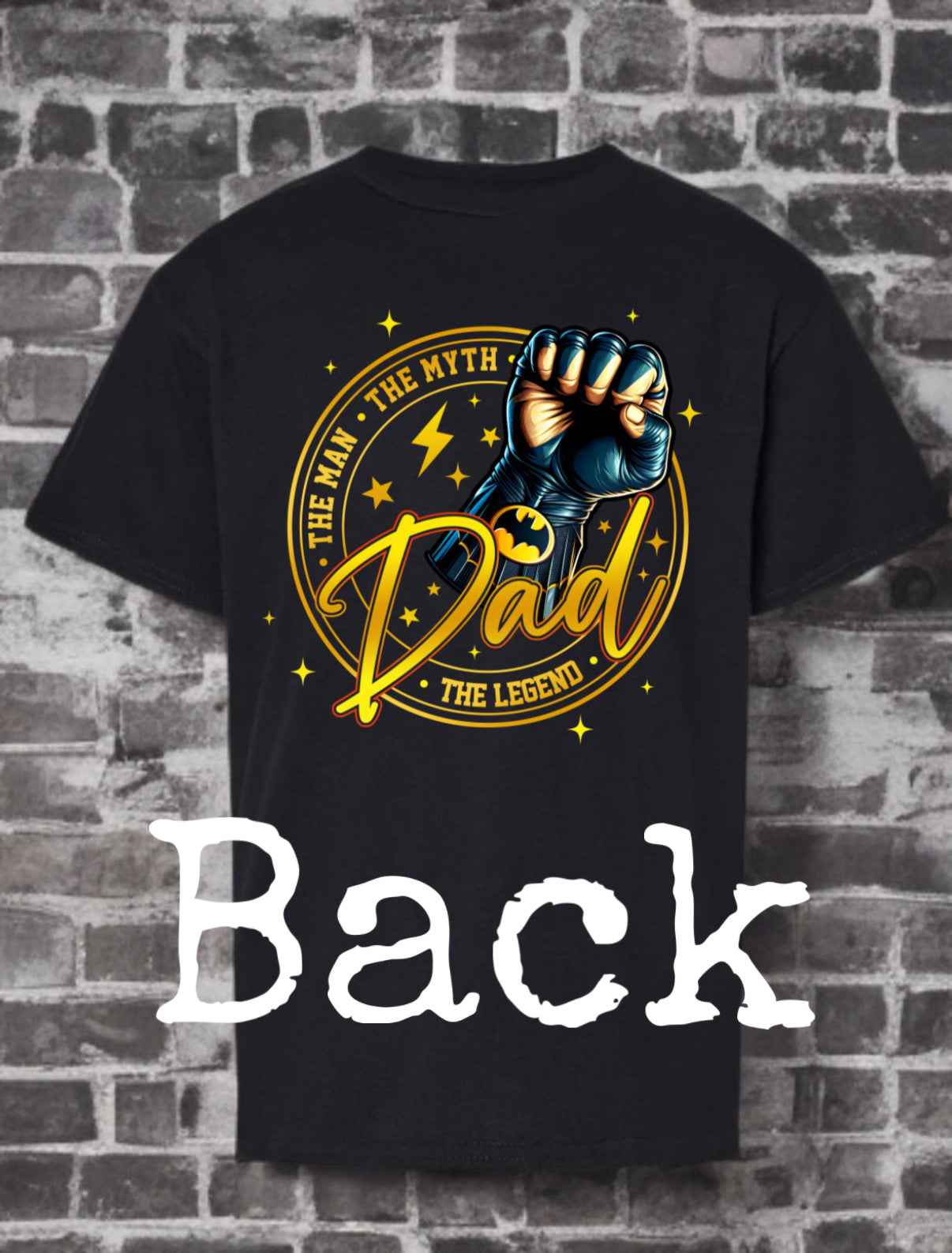Super Dad Front & Back Graphic Tee /Batman