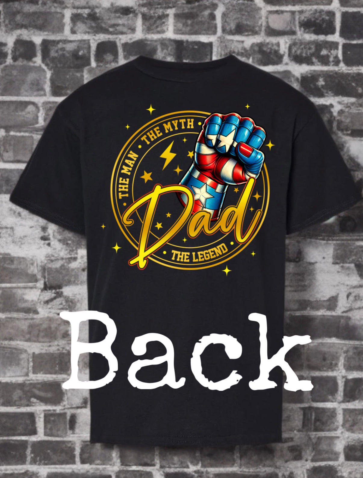 Super Dad Front & Back Graphic Tee /Captain America